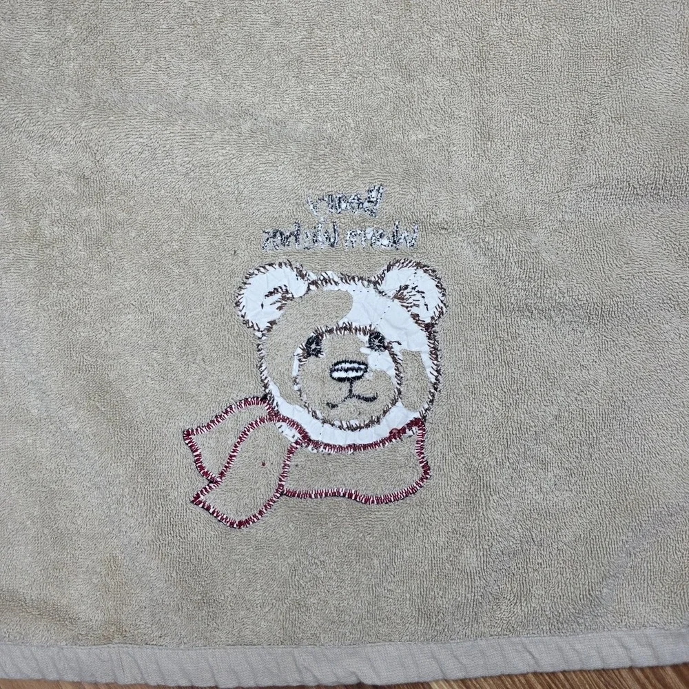 Bathworks Beary Warm Wishes Towel Bear Preppy Plaid‎ Holiday 39x23 Embroidered